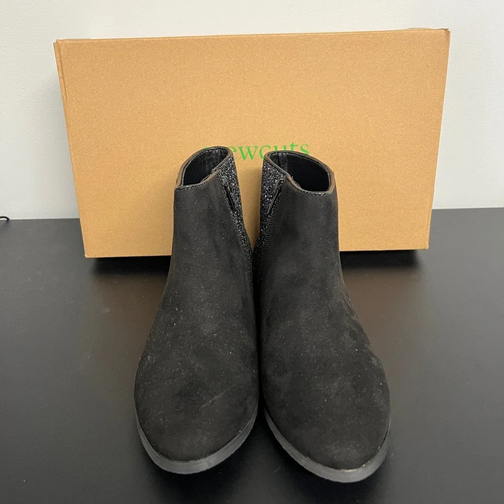 Crewcuts Girls Glitter-Back Boots Black Multi Ankle Booties BU913 Size K3 NEW